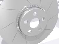 A close-up of a brake disc with an ABS sensor ring