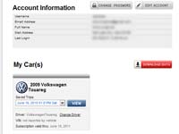 The account screen on CarCheckup.com