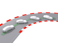 This diagram shows countersteering in a corner. Note the direction of the front wheels.