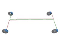 An example layout of cross-linked brakes